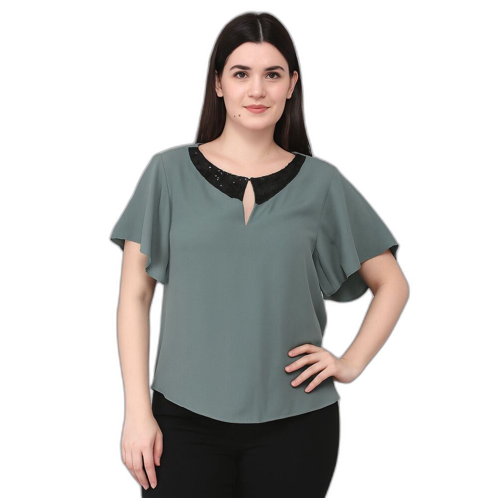 Rachel Roy sequined Peter Pan collar retro blouse